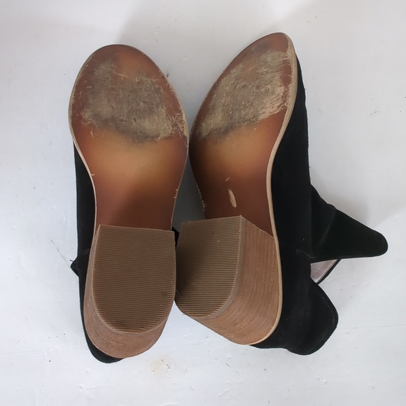 BP Leather Block Heel Ankle Bootie in Black Leather Boots size 8 Chunky Heel - Picture 6 of 12